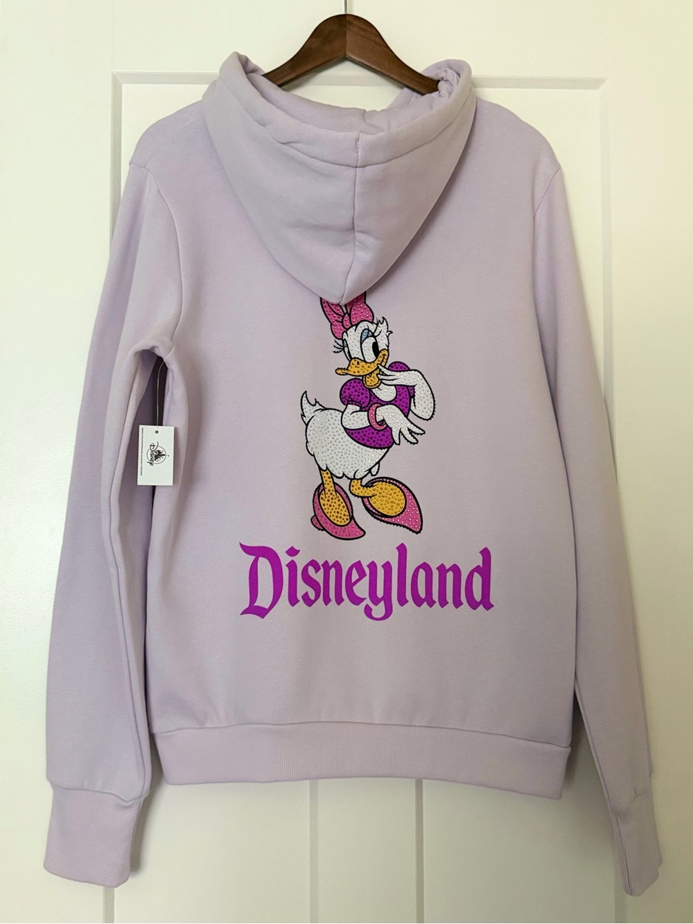 NWT Disneyland Daisy Duck Rhinestone Zip-Up Hoodie Pink Bling Size Medium